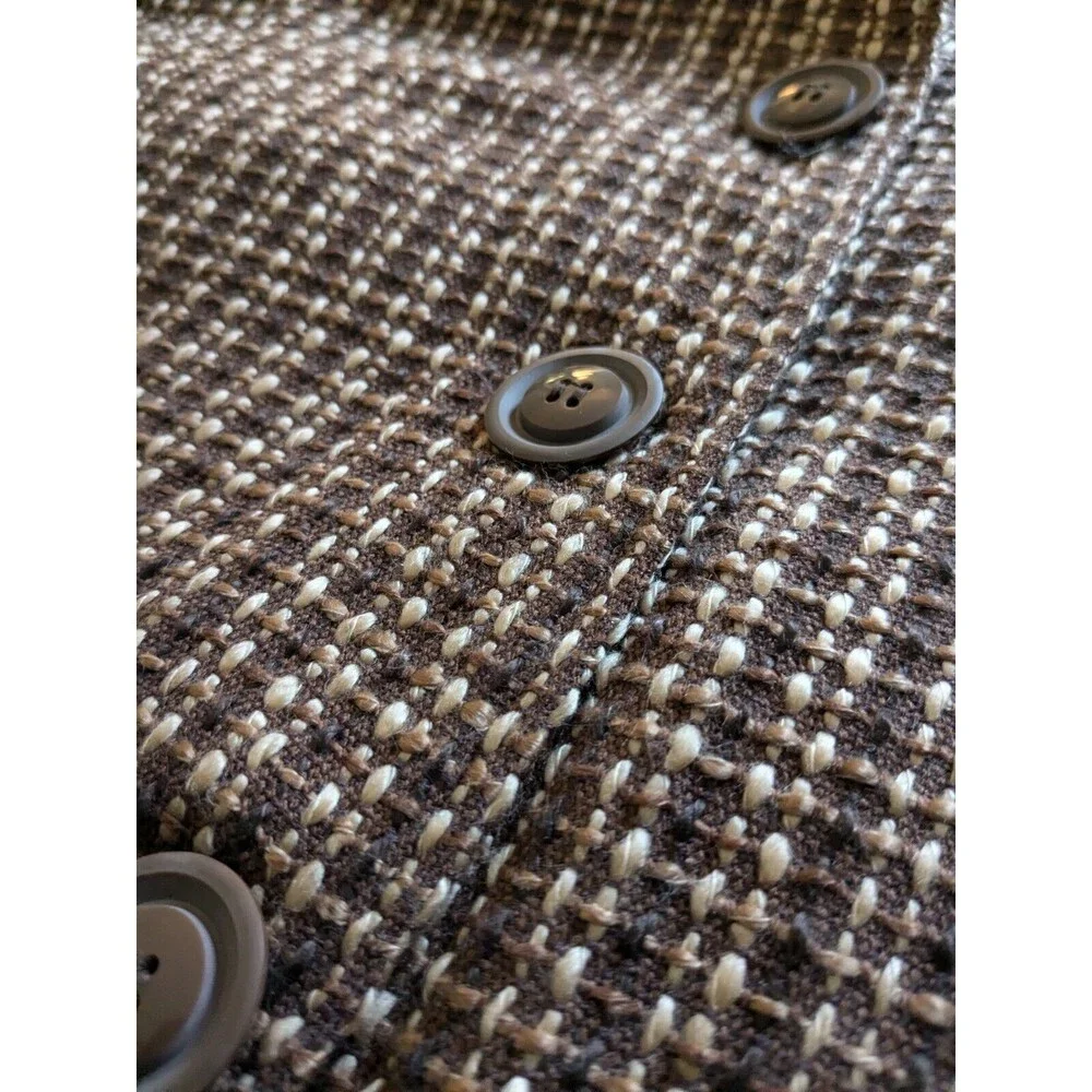 Joanna Tweed Blazer Women's M Vtg Plaid Woven Jacket Button 80s Dark Academia